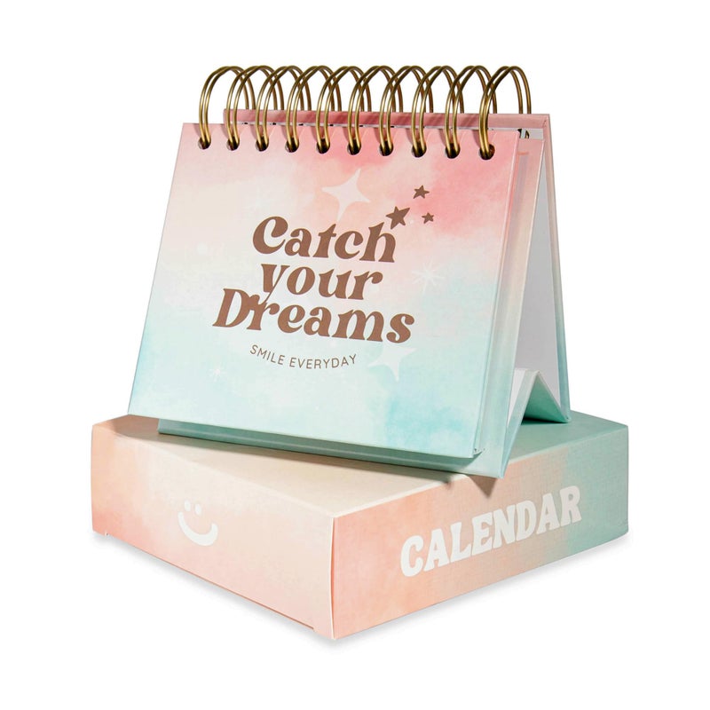 Catchyourdreams Daily Motivational Calendar - Perpetual Flip Calendar with Positive Affirmations to Start Your Day With a Smile - Inspirational Decor Gift for Women Dog Cat Desk Accessories - Image 1